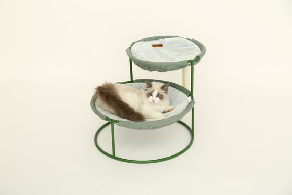 Подвійний лежак для домашніх тварин MISOKO Pet bed, round, double, steel frame, 70x50x40 cm, light green | Зображення 3