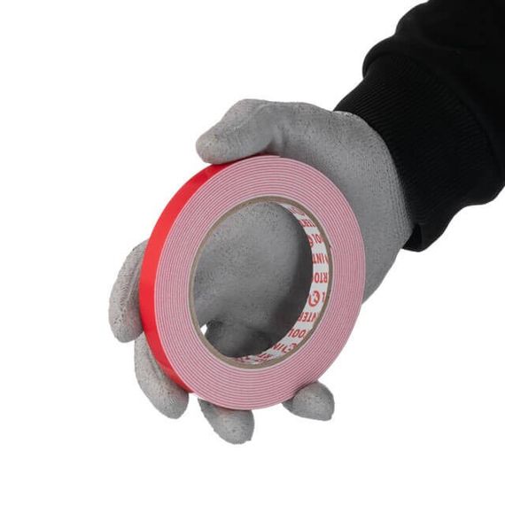 Стрічка клейка двостороння універсальна 5 м, 12*1 мм, біла, спінений поліетилен INTERTOOL KT-0813 | Зображення 2