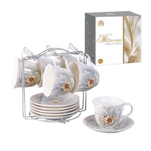 Сервіз чайний Жасмін 12 предметів (ч.230мл + блюдце d14см) на стійці S&T