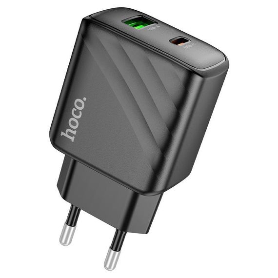СЗУ 110-240V HOCO CS23A USB-C+USB, 30W, Black, Box | Зображення 1