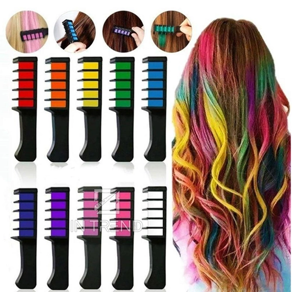 Набір крейди для волосся 6  шт Hair chalk Різнокольорові барвники гребінець для дітей та дорослих | Зображення 4