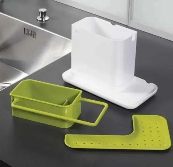 Універсальний органайзер для кухні на раковину 3 в 1 DAILY USE, для щіток, губок, мила та рушників | Зображення 2