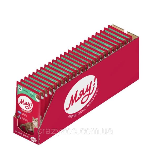 Влажный корм для котят Мяу с курицей упаковка 85 г x 24 шт B2241201