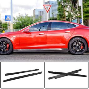 Накладки на пороги V1 (2014-2021, Карбон) для Tesla Model S 2012– гг