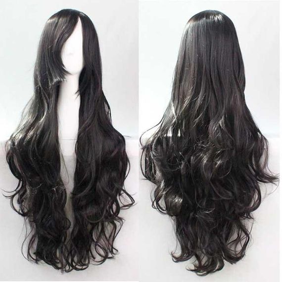 Парик волнистый аниме 80см косплей "Брюнетка"