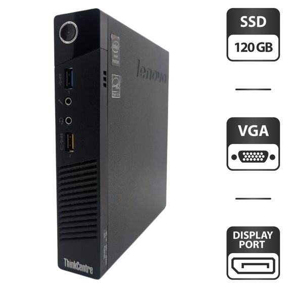 Неттоп Lenovo ThinkCentre M73 Tiny USFF / Intel Pentium G3240T (2 ядра по 2.7 GHz) / 8 GB DDR3 / 120 GB SSD / Intel HD Graphics / Wi-Fi / Bluetooth / Блок живлення б/в