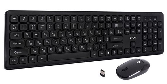 Комплект бездротовий (клавіатура, миша) Ergo KM-250 WL Black | Зображення 1