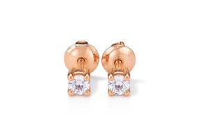 Серьги-пуссеты из красного золота c фианитами S-0395