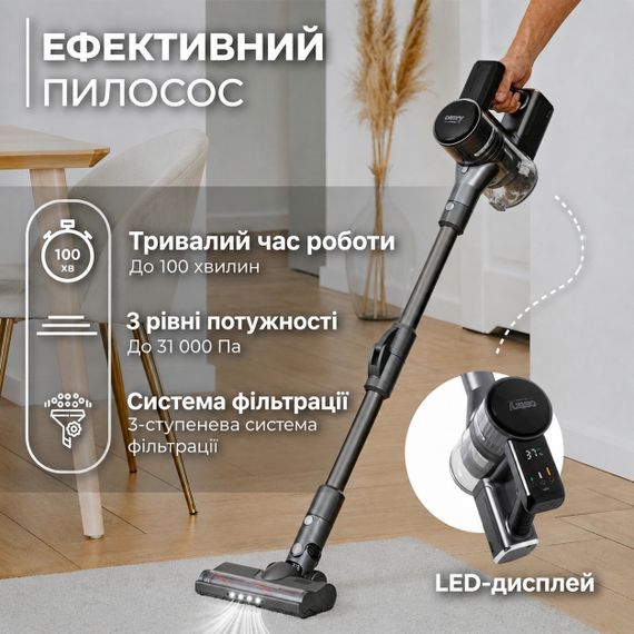 Пылесос вертикальный Camry CR 7063 PRO LED аккумуляторный с 2 аккумуляторами | Зображення 8