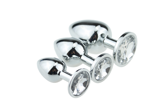 Набор анальных пробок с прозрачными камушками (S,M,L) | Зображення 8