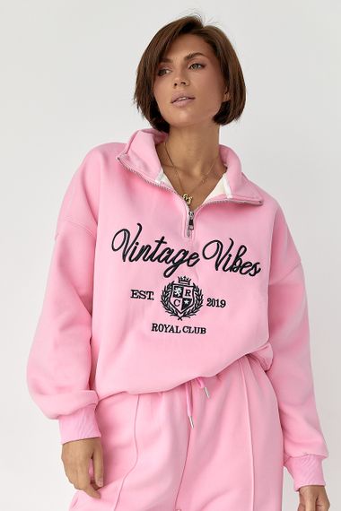 Утеплений спортивний костюм зі світшотом та джогерами - рожевий цвет, L (є розміри) | Зображення 3