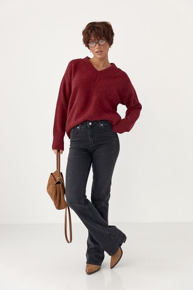 Жіночі прямі джинси з високою посадкою - чорний цвет, 40р (є розміри) | Зображення 2