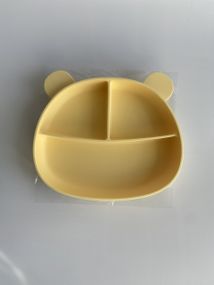 Силіконова секційна тарілка на присосці Ведмедик Жовтий