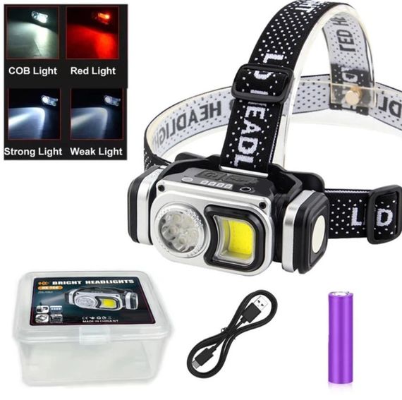Налобный фонарь HX-Т60-5SMD влагозащитный аккумуляторный 4 режима красный свет SMD | Зображення 3