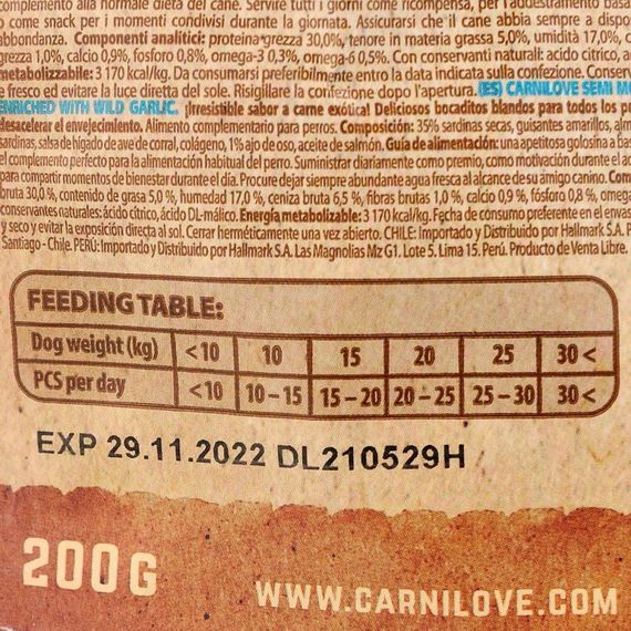 Ласощі Carnilove Dog Semi Moist Snack Sardines with Wild Garlic для собак для уповільнення процесів старіння з сардиною та д | Зображення 2