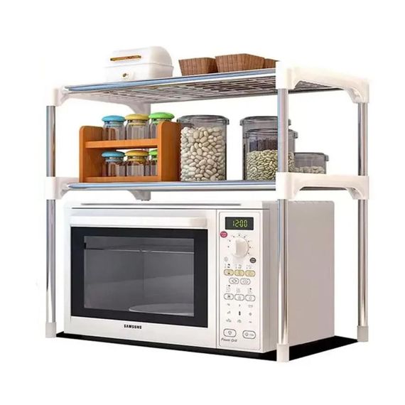 Полка органайзер для микроволновки / Кухонный стеллаж раздвижной | Зображення 4