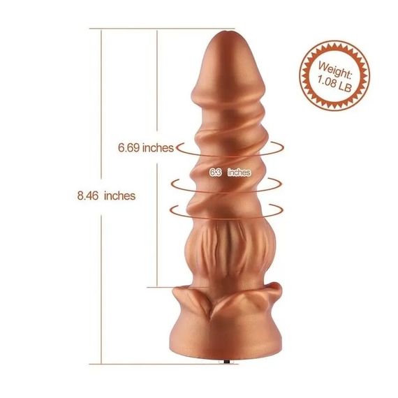 Фалоімітатор для секс-машин Hismith Spiral Grain Silicone Dildo Monster Series, спіральний рельєф | Зображення 1