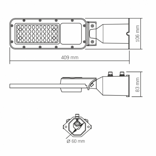 LED Ліхтар вуличний IP65 30W 3300Lm 5000К 220V SLE17 Videx | Зображення 2
