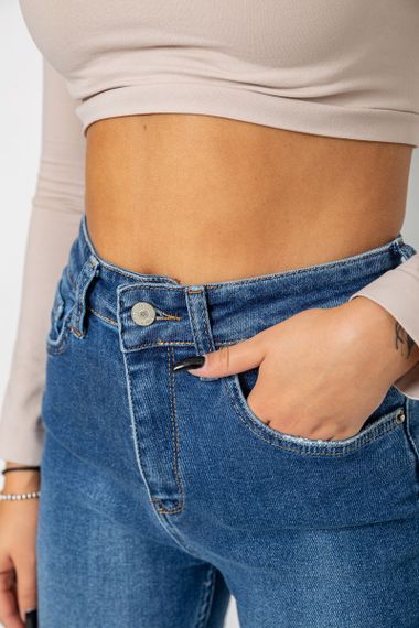 Джинси жіночі Mom-fit стрейч, колір синій, 244R1162 | Зображення 4