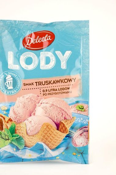 Морозиво сухе в пакетиках Lody Delecta osmaku Truskawkowym (з полуничним смаком),57 г