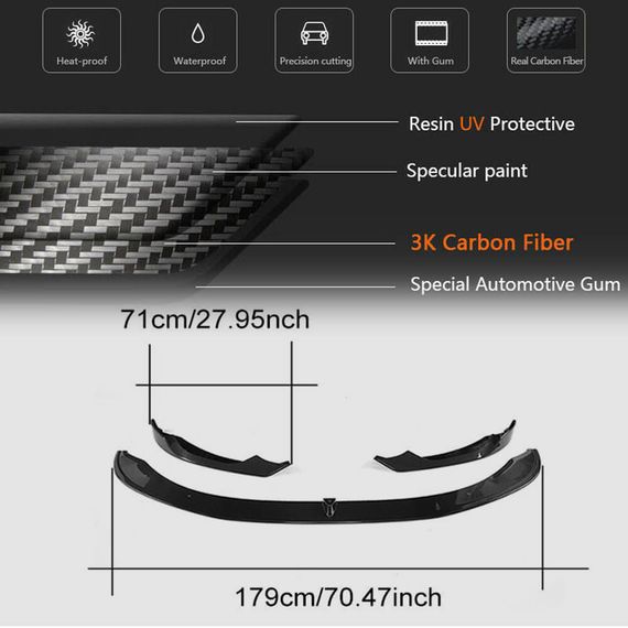 Накладка на передній бампер Lip V3 (для F82/F83, Карбон) для BMW 4 серія F-32 2012-2020 рр | Зображення 4