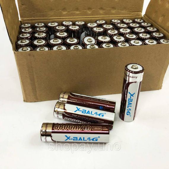 Литиевый аккумулятор 18650 X-Balog 8800mAh 4.2V Li-ion литиевая аккумуляторная батарейка для фонариков WU-86 | Зображення 1
