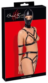 Боди с маской - 2480492 Bad Kitty Strap+Mask Set, black - S sexstyle