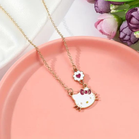 Кулон на цепочке с кошкой Hello Kitty Хелоу Китти милый и элегантный аксессуар 1.6 см | Зображення 4