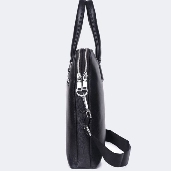 Шкіряна чоловіча ділова сумка-портфель портфель для ноутбука чорний Tiding Bag 64028 | Зображення 4