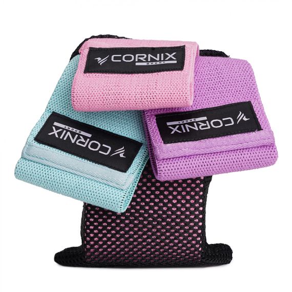 Резинки для фітнесу та спорту із тканини Cornix Hip Band набір 3 шт XR-0048 | Зображення 2
