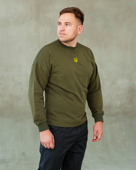 Світшот Тризуб двонитка хакі S | Зображення 5