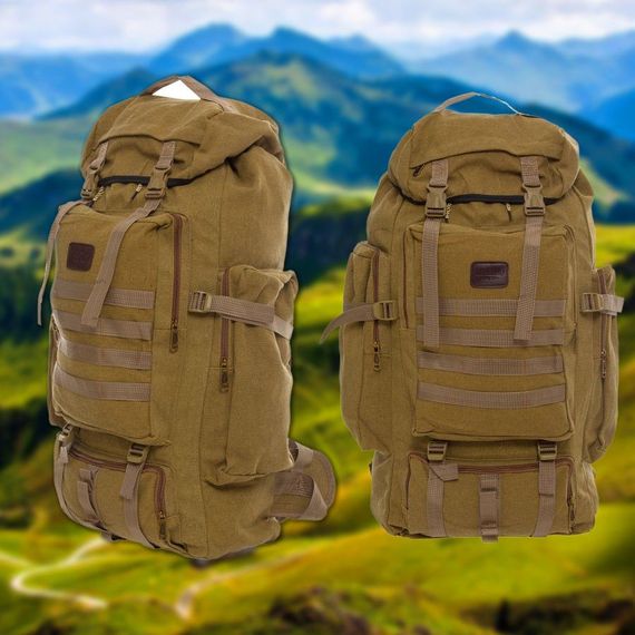 Армійський рюкзак тактичний 70 л Водонепроникний туристичний рюкзак. Колір: койот | Зображення 8