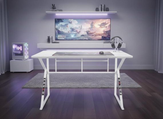 Стіл геймерський комп'ютерний Bonro 276 металевий 120×60 білий (42401081) | Зображення 5