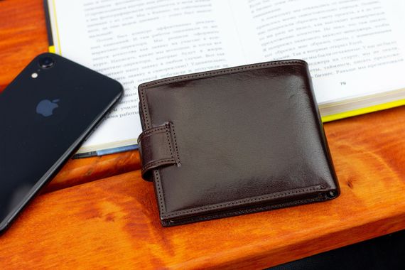 Коричневе чоловіче портмоне на кнопці з натуральної шкіри Marco Coverna B047-801 | Зображення 9