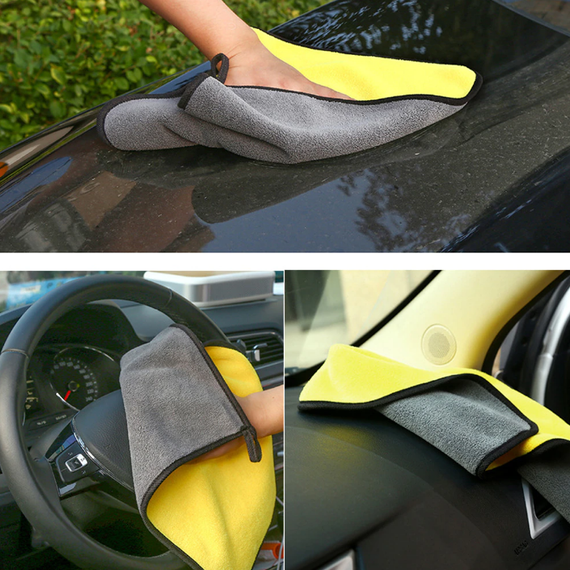 Рушник Primo з мікрофібри для автомобіля 30x60 см - Gray&Yellow | Зображення 1