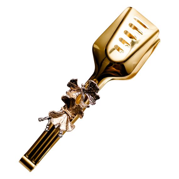 Щипці кухонні металеві 21.5×5 (см) кулінарні щипці для м'яса, риби, гриля кухарські щипці Золотистий HP-8-62