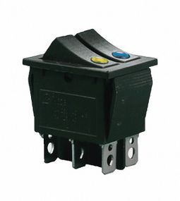 Перемикач KCD2-2101N BL+Y/B 220V 2 клавіші жовта+синя з підсвічуванням Ny95500808