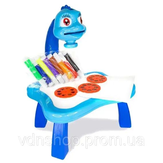 Голубой Детский стол проектор для рисования с подсветкой Projector Painting 24 Детали | Зображення 1