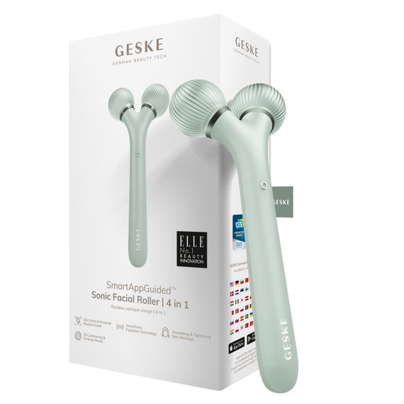 Електронний ультразвуковий ролик для обличчя GESKE Sonic Facial Roller 4в1 green