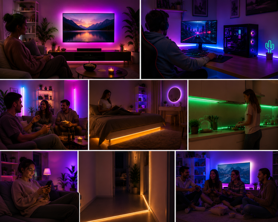 Гнучка світлодіодна стрічка RGB USB 10м / Стрічка з пультом для підсвічування телевізора, монітора, меблів / LED стрічка від павербанку | Зображення 3
