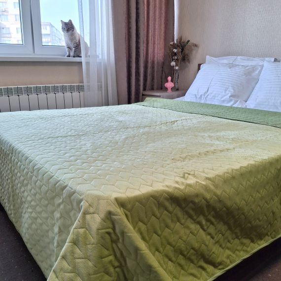 Покривало SoundSleep Tenderness велюрове стьобане 200х220 см олива (2800004482028) | Зображення 8