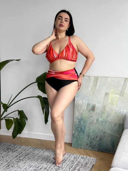 Роздільний помаранчевий купальник PLUS SIZE  з високими трусиками та утяжкою | Зображення 3