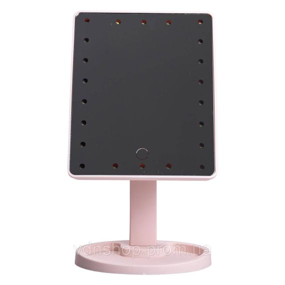 Настільне дзеркало з підсвічуванням 22 LED для макіяжу 21х16 см прямокутне на ніжці USB Рожеве HP-10-4AP | Зображення 3