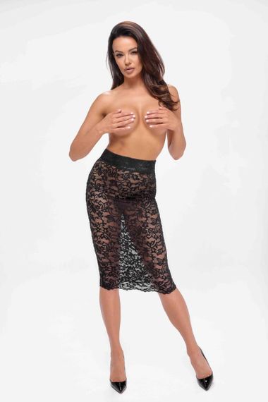 Юбка Noir Handmade F302 Ambivalence, L, black, кружево, длина за колени, шнуровка сзади sexstyle | Зображення 3