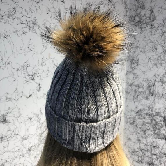Зимний комплект Moncler Winter Hat Knitted Pompon and Scarf Gray | Зображення 4
