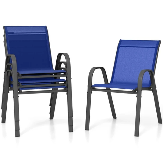 Комплект садових стільців Costway Patio з підлокітниками синій | Зображення 2
