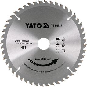 Диск пиляльний победітовий по дереву 216х30мм 40 зубів YATO YT-60682