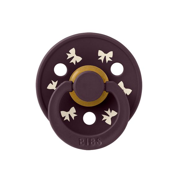 Пустушка BIBS Colour 0-6 міс Holiday Bow Latex Round (кругла) – Plum Ivory