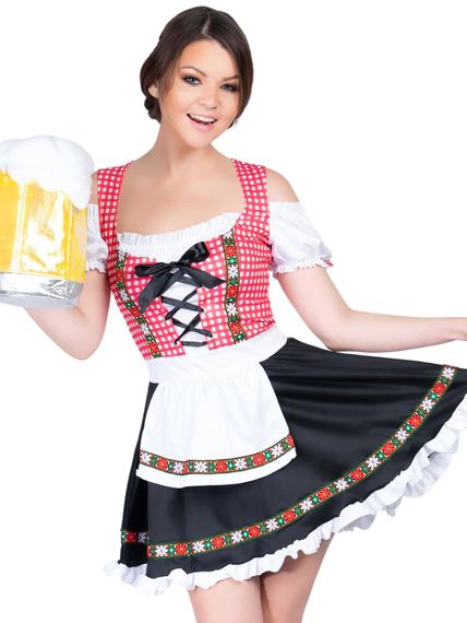 Рольовий костюм баварської дівчини Leg Avenue Beer Garden Babe Чорно-біло-червоний S | Зображення 9