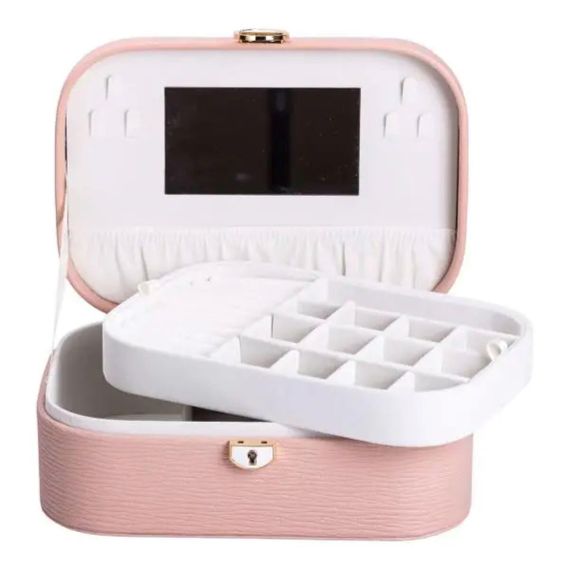 Шкатулка для украшений из эко кожи 2 яруса с замком органайзер для ювелирных изделий HP-5-1P | Зображення 2